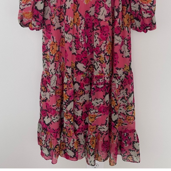 SALONI  Isabel Floral Long Puff Sleeve 100%
Silk Maxi Dress Size 0 - Picture 6 of 12
